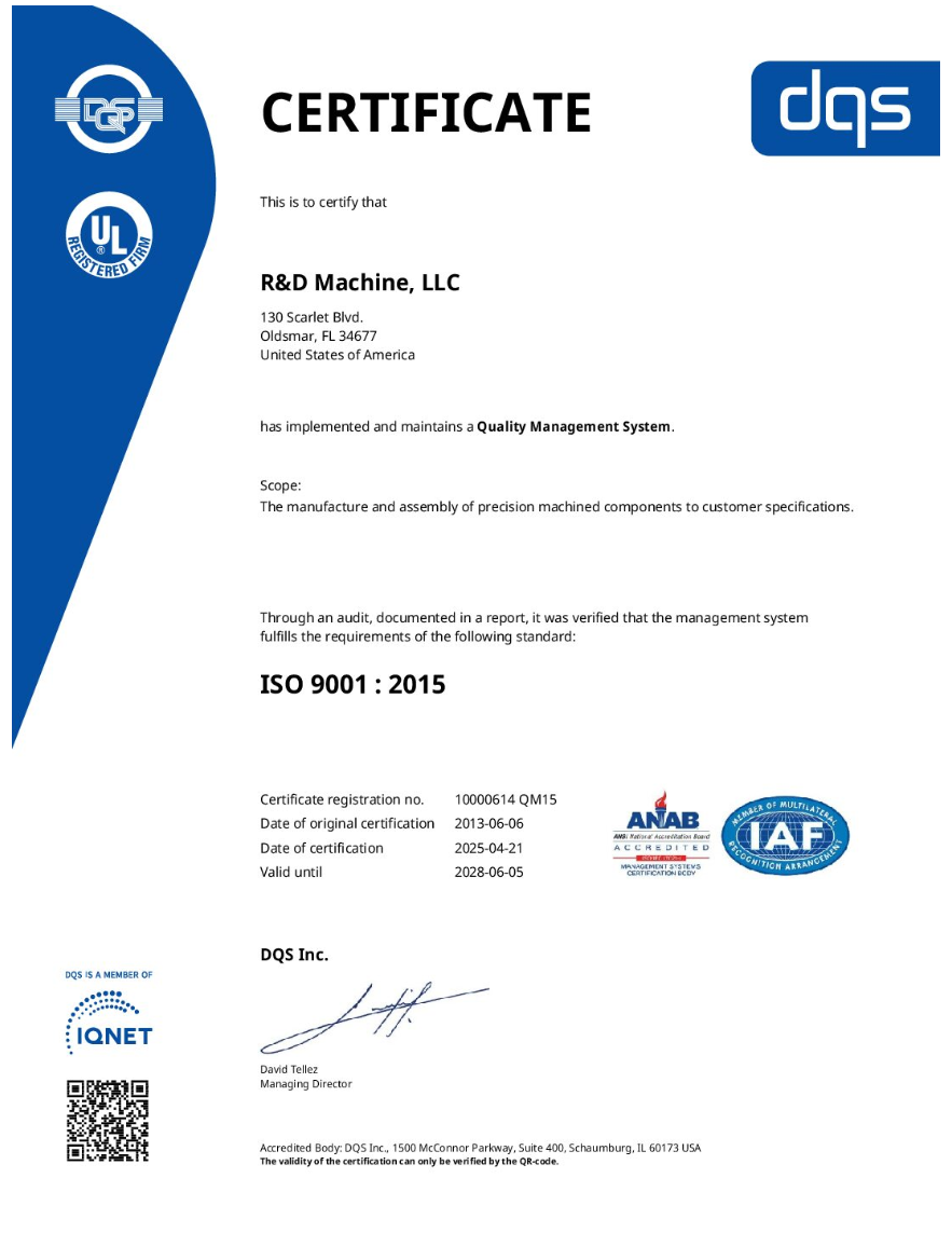 ISO 9001 2015 - RD Machine